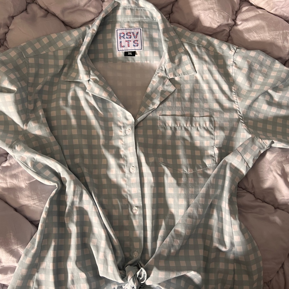 RSVLTS blue/teal Checkered Button-Up Shirt